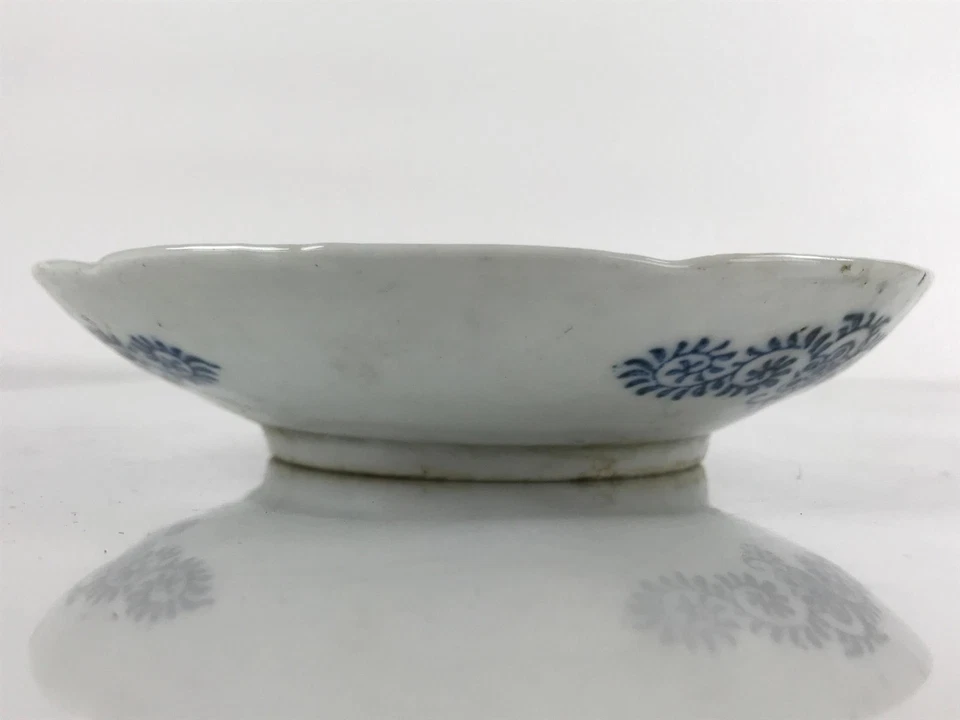 Japanese Porcelain Small Plate Kozara Vtg Sometsuke Peony Botan Blue White PY649 - Image 2 of 4