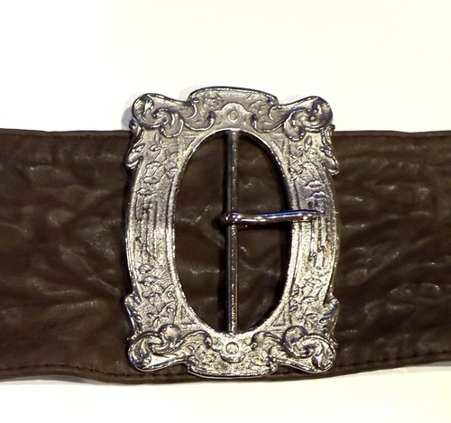 B-Low The Belt Wide Belt Soft Brown Embossed Leather Silver Western Buckle Sz XS - Picture 3 of 17