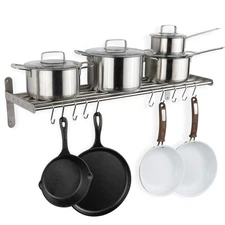 Lyon Kitchen Organization and Storage Rack, Stainless Steel Metal Wall Shelf ...