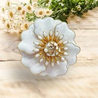 Vintage Poured White Milk Glass Flower Brooch Pin Trifari? MINT Beautiful