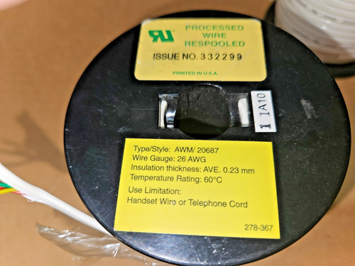 Telephone wire - 26 gauge, 4 conductor, white, AWM type - 2 rolls for one money. - Afbeelding 3 van 4