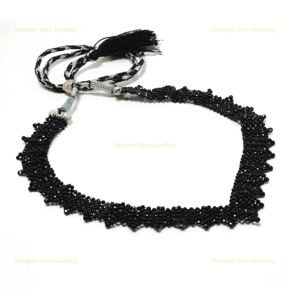 Oferta de Halloween Natural Espinela Negra 925 Plata Cuentas Hija Collar Hecho a Mano Foto 4 de 4