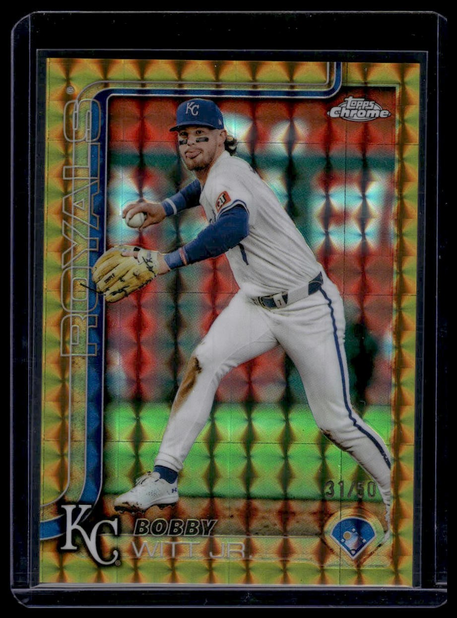2025 Topps Chrome #93 Bobby Witt Jr. Gold Geometric Refractors #/50