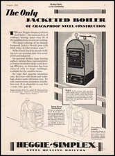 1929 Heggie Simplex Crackproof Steel Heating Jacketed Boilers Vintage Print Ad