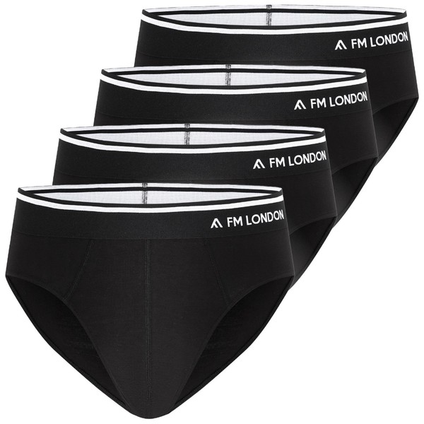 FM London Herren 4Er-Pack Bambus-Slips Briefs Schwarz 3XL EU-image