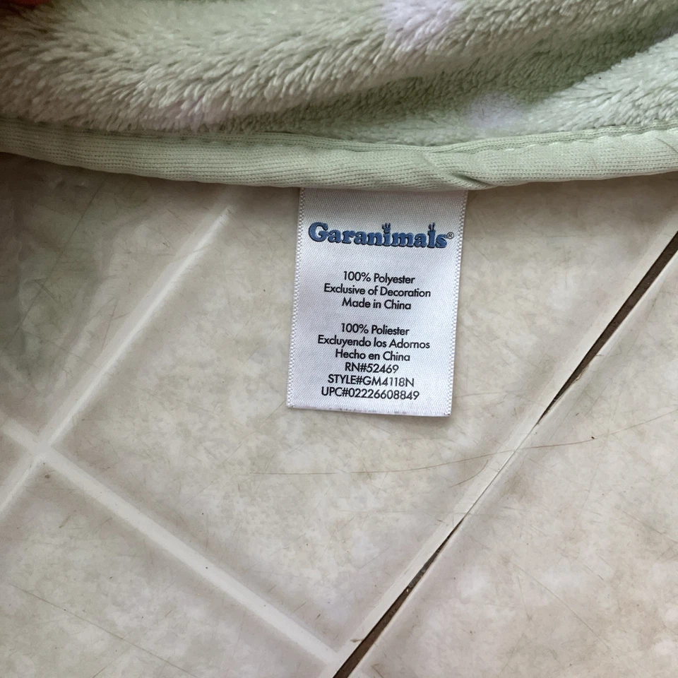 BABY Blanket GARANIMALS Green White Polka DOTS GIRAFFE Monkey Alligator "BABY" - Image 4 of 4