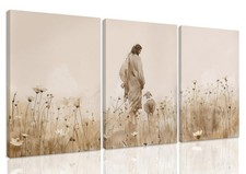 Jesus Christian Canvas Wall Art,Jesus Leaves the 99 Sheep Pictures Painting S...