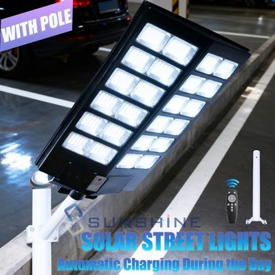 Commercial 99999999LM LED Outdoor Solar Street Light Road Dusk to Dawn Area Lamp