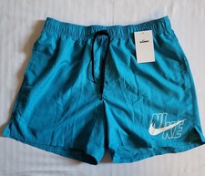 Nike Swim 5" Core Volley Shorts Men  s L Blue Smooth Brief Liner Swoosh NESSA566