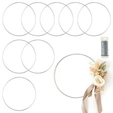 8 Pack Floral Hoop 18 Inches Metal Silver