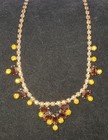 Vintage Citrine Topaz Yellow Rhinestones Necklace Open Back Marquise  — photo 1