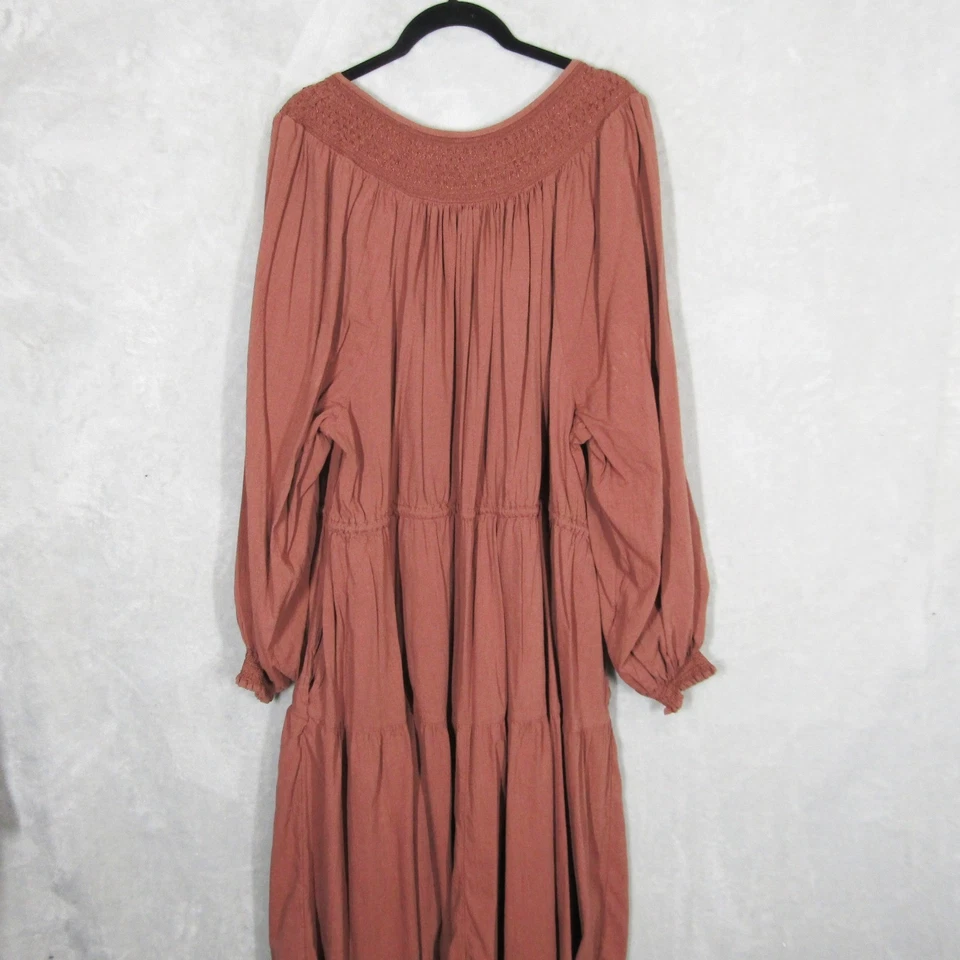 OLD NAVY Maxi Dress Women's 3X Smocked Tiered Long Sleeve Drawstring Pockets - Image 4 of 4