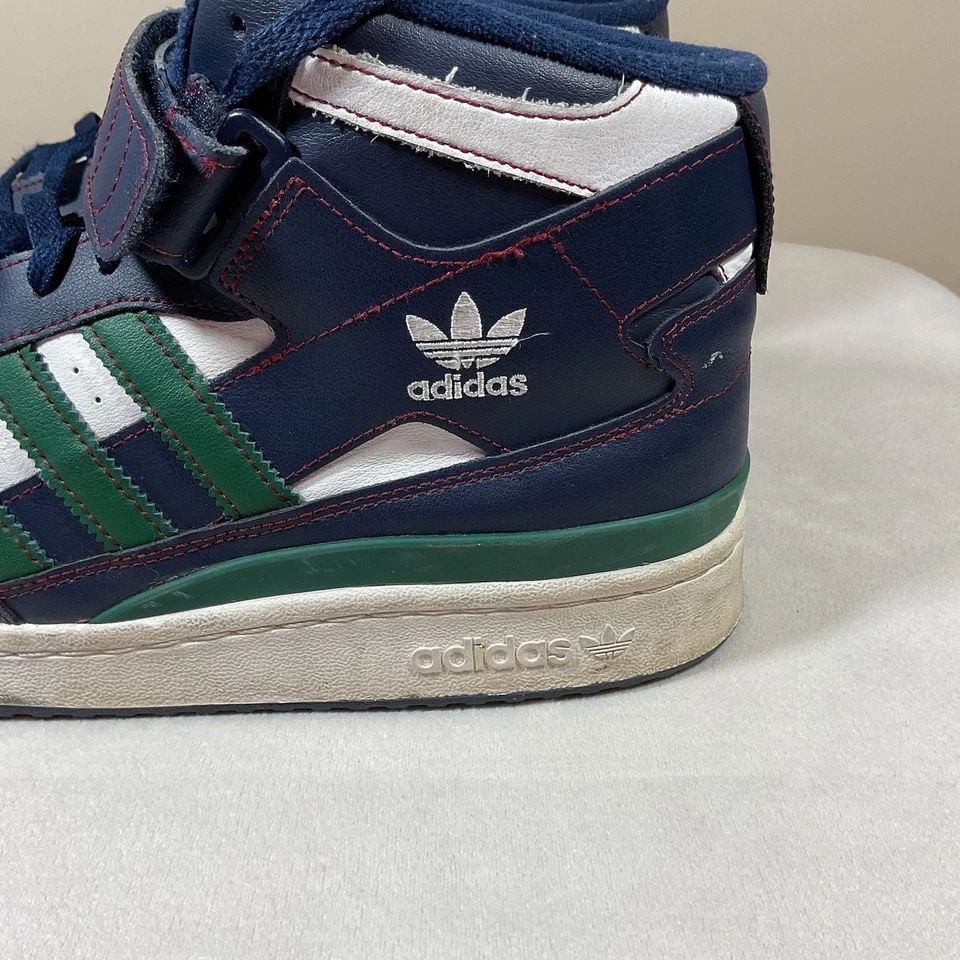 Adidas Forum Mid Sneakers Mens 12 Collegiate Navy Green Basketball Shoes H03810 - Image 3 of 4