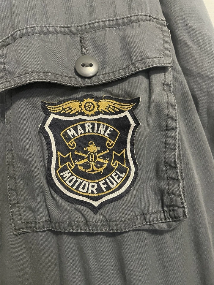 Vtg Express Military Utility Jacket Mens XL Army Cargo Patches Y2K Grunge - Image 2 of 4