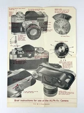 Alpa 6c Camera "BRIEF" INSTRUCTIONS OPERATING MANUAL / USERS GUIDE