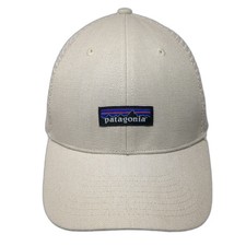 Patagonia Trucker Hat Beige One Size Snapback Mesh Fitz Roy Mountain Logo