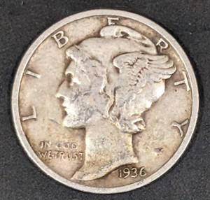 A Silver Mercury Dime from 1936!   Free Shipping