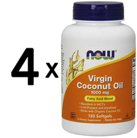 4 X Now Foods Virgin Coconut Oil, 1000Mg - 120 Softgels (135,31 Eur/Kg)
