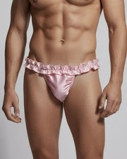 Satini Silky Wet Look Glossy Double Satin Sissy Tanga Bikini Panties For Men