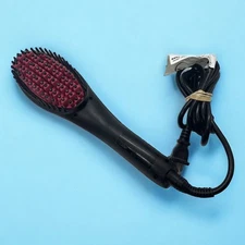Simply Straight Ceramic Hair Straightener Brush LCD Display -Temp Control Pink