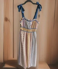 NWT Davi & Dani Sleeveless Floral Boho Stripe Mixed Maxi Dress Size Small