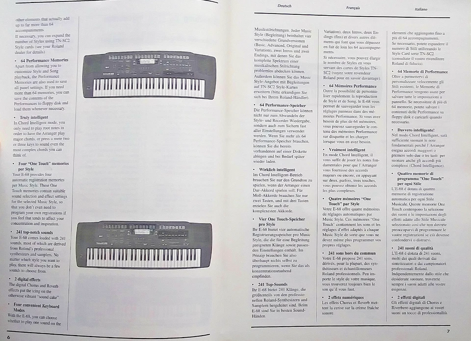 Roland E-68 Intelligent Synthesizer Keyboard Original Owner's Manual Book 228 pg - Image 2 of 3