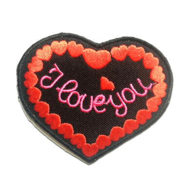 Aufnäher / Bügelbild - I LOVE YOU - rot - 7.5 x 6.8 cm - Patches Aufbügeln