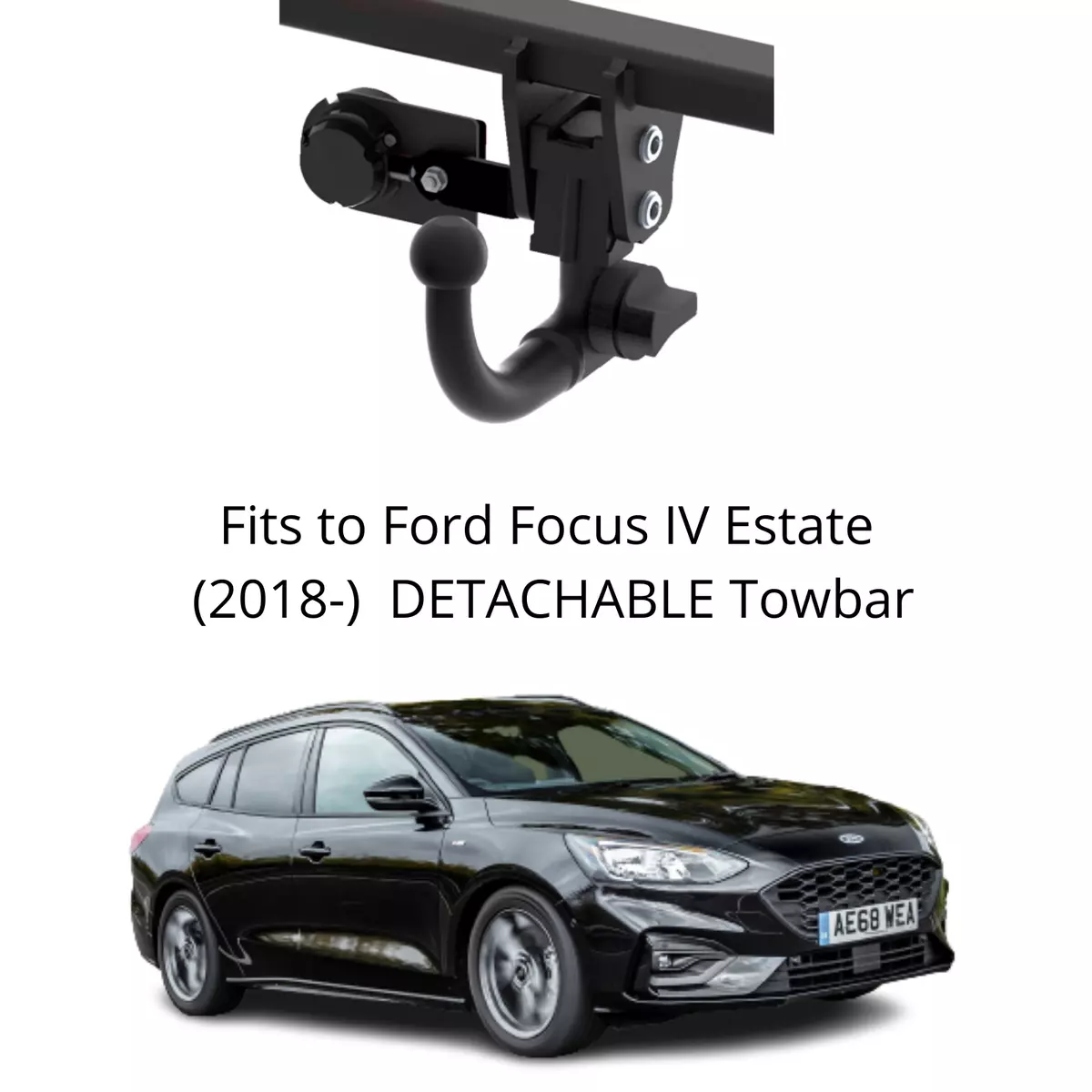 Detachable Tow Bar For FORD Focus IV Estate 2018 7 Pin Bypass