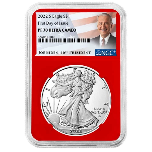 2022-S Proof $1 American Silver Eagle NGC PF70UC FDI Biden Label Red Core