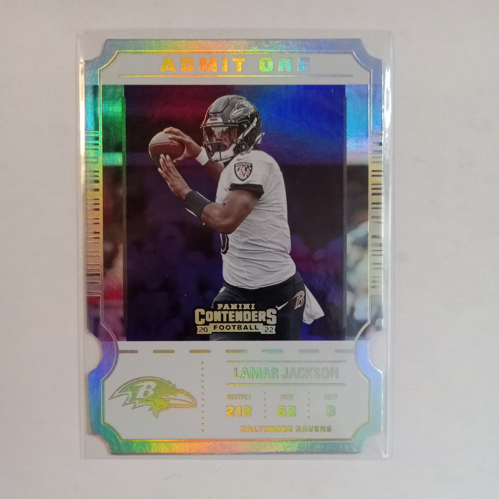 2022 Panini Contenders Lamar Jackson Admit One Insert AO-LJA Baltimore Ravens