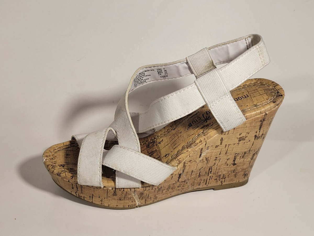 Montego Bay Club Womens 5 M White Slingback Strappy Faux Cork