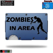 Metal Wallet Minimalist Laser Engraved with Zombies in Area
