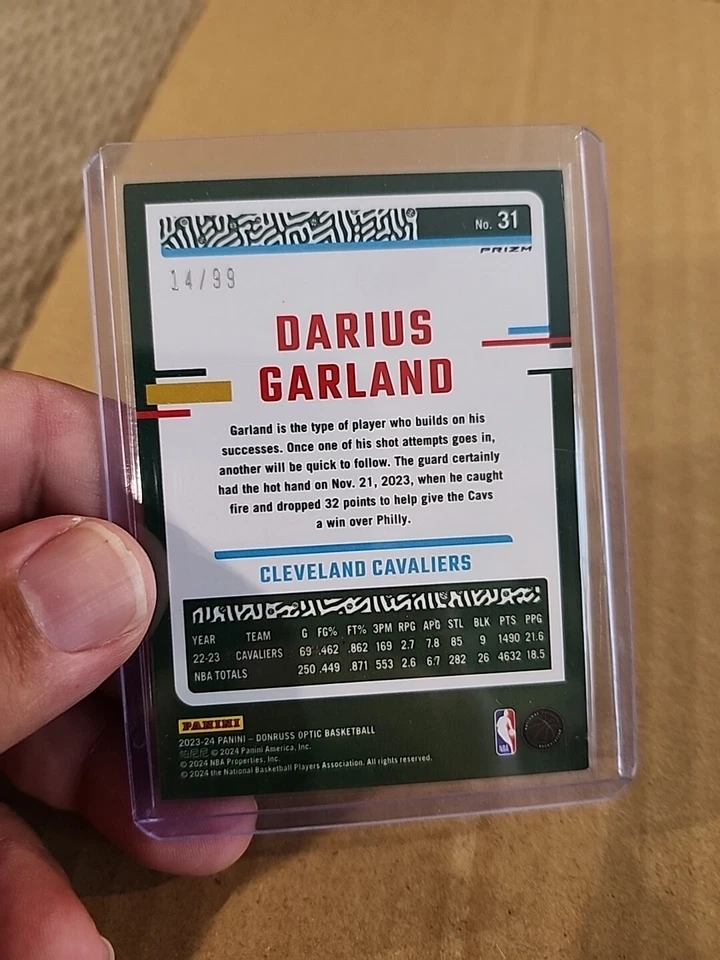 2023-24 optic Darius Garland Gold Red Glitter #/99 Cleveland Cavs - Image 3 of 4