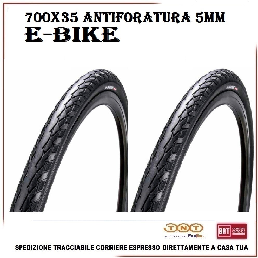 2 Copertoni 700x35 Antiforatura E-Bike Trekking 37-622 Gomma Bici Rigida 60tpi
