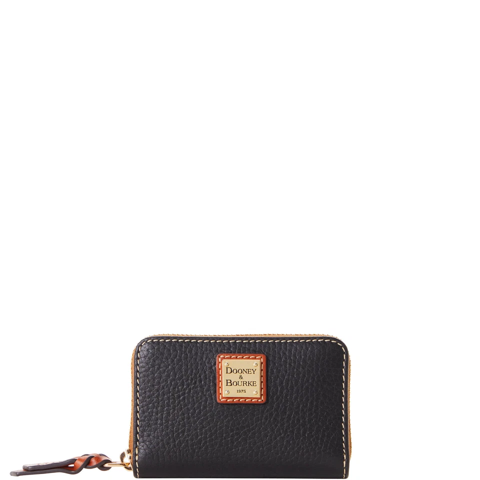 Dooney & Bourke Pebble Grain Large Zip Around Credit Card Case | Black Black