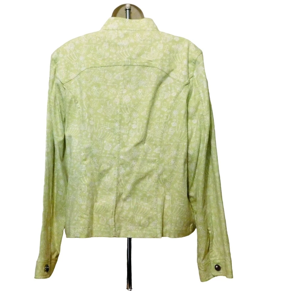 Chaqueta Christopher Banks L Verde Blanco Graffiti Manga Larga Algodón Elástico NUEVA Foto 4 de 4