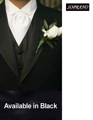 Black Self Tie Wedding Cravat by Sax Design SAX_BLACK-SELF-TIE-CRA - Picture 1 of 1