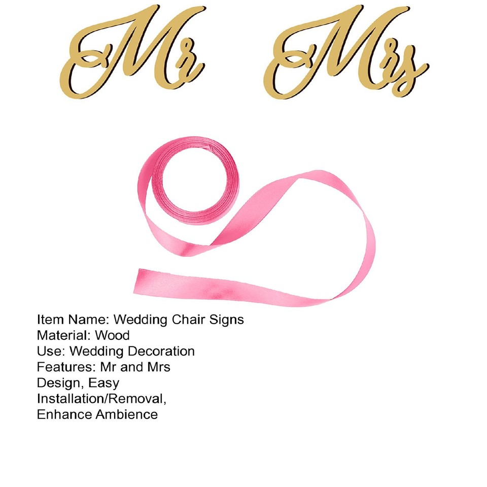 1 Set Wedding Chair Banners Wooden Enhance Ambience Married Couple