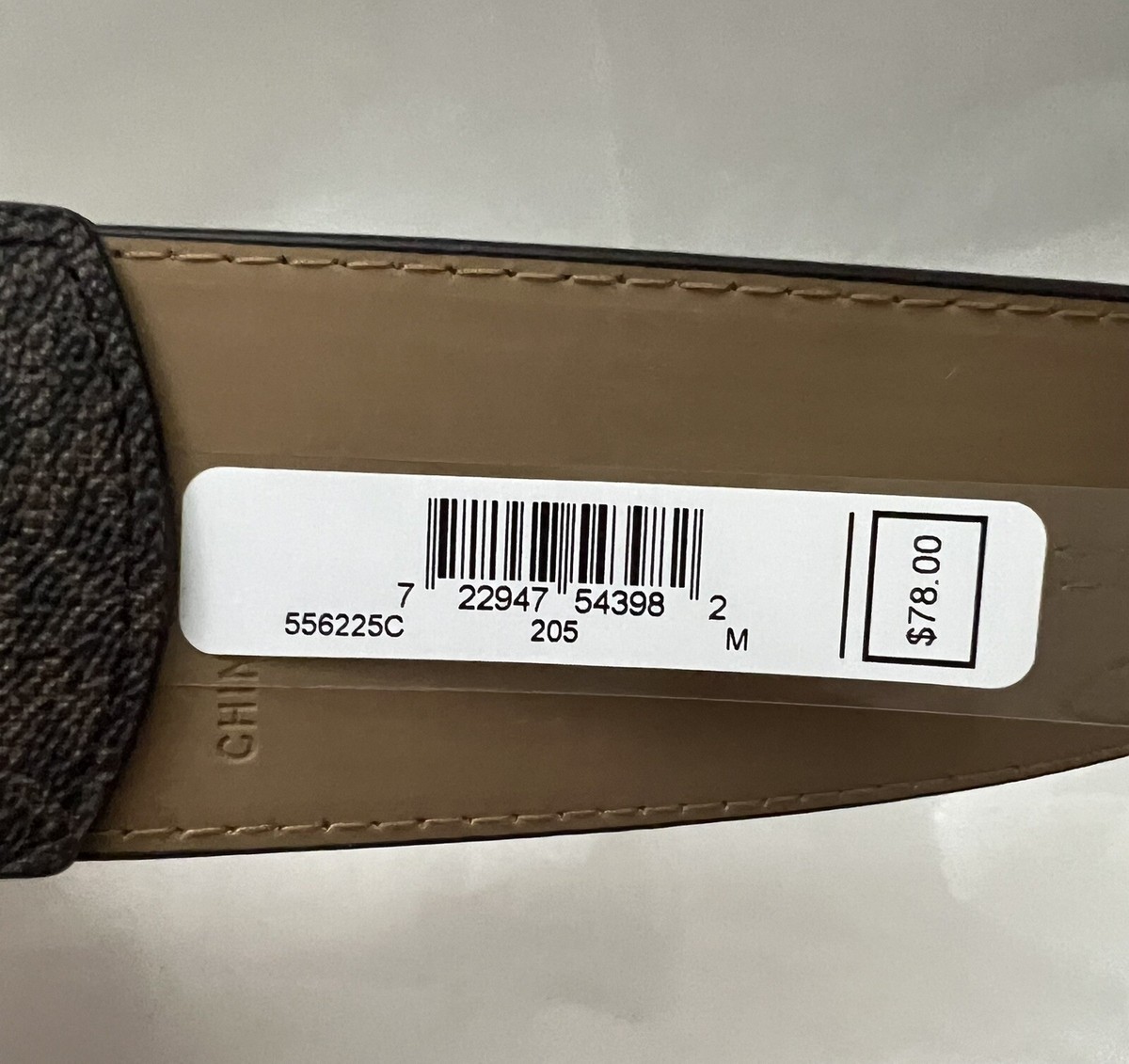 NWT Michael Kors Signature Wide Two Tone Belt Brown Cream 