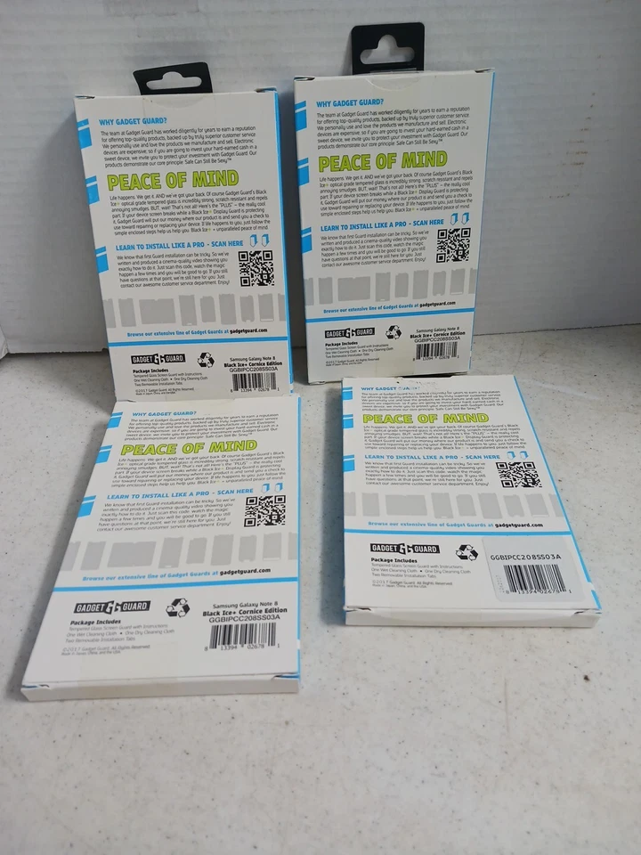4 Cajas GadgetGuard Negro Hielo + Cristal Cornice Protector de Pantalla Samsung Galaxy S8 Foto 2 de 4