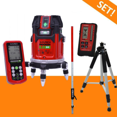 Futech ProCross 8 Multi Linienlaser Grün, Maxi-Set mit Stativ,Latte, Empfänger