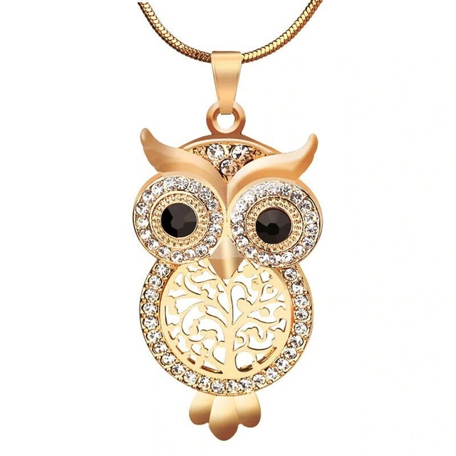 Collar Colgante Buho Dorado Con Circonitas Alta Pureza Árbol de la Vida Regalo