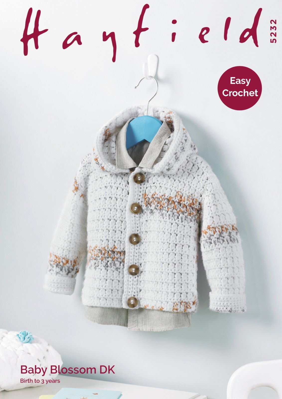 Hayfield Blossom Baby DK Crochet Pattern - 5232 Baby/Toddler Hooded Jacket