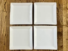 The Cellar Whitewear Square Macys Set Of 4  White Porcelain Salad Plates 8 1/2”