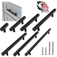 Black Modern Cabinet Handles T Bar Pulls Kitchen Drawer Hardware Stainless Steel