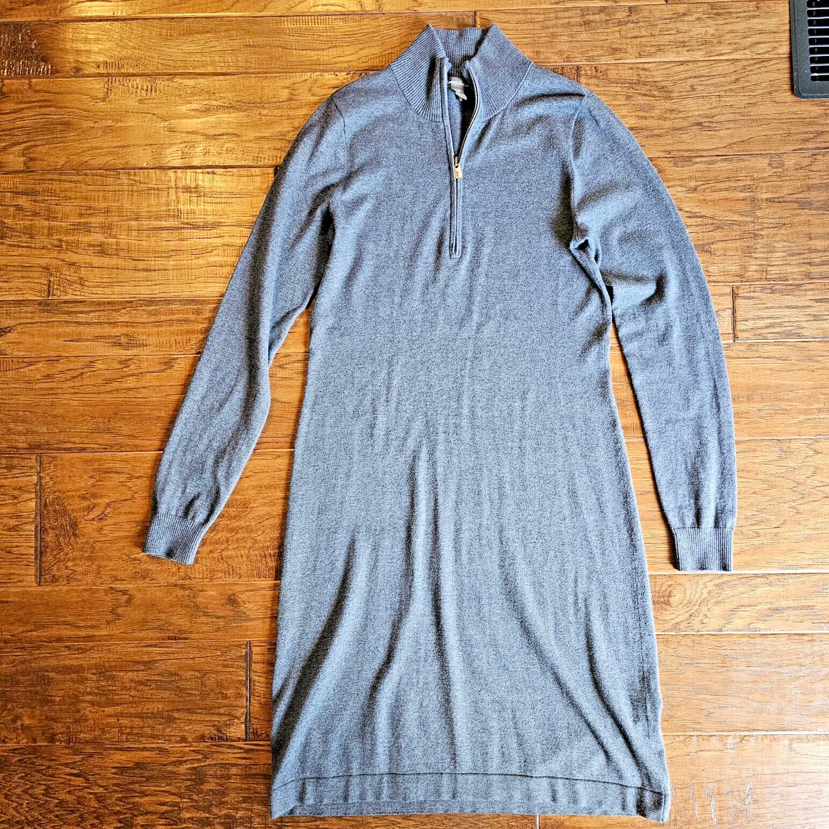 Tommy Bahama Sweater Dress Women's Small Gray Zip Pullover Cotton Blend Soft