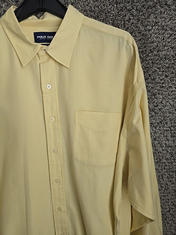 Ralph Lauren Mens Button Up XXL 2XL Yellow Polo Golf Lofting Single Pocket - Image 3 of 4