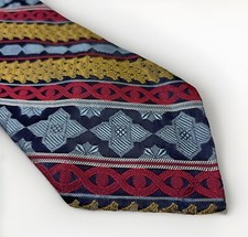 True Vintage Tie Red Yellow Blue Stripe Art to Wear Bright Bold 1970s 3.5x59
