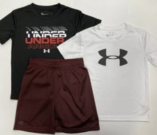 NWT Under Armour Boy's 3 Piece Set, 1 Short and 2 T-shirts, Athletic Set, Sz 6