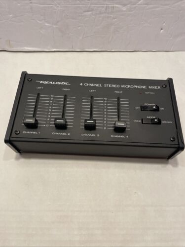 Vintage Realistic Radio Shack 4 channel Stereo Microphone Mixer 32-1105 With Box - Picture 2 of 6